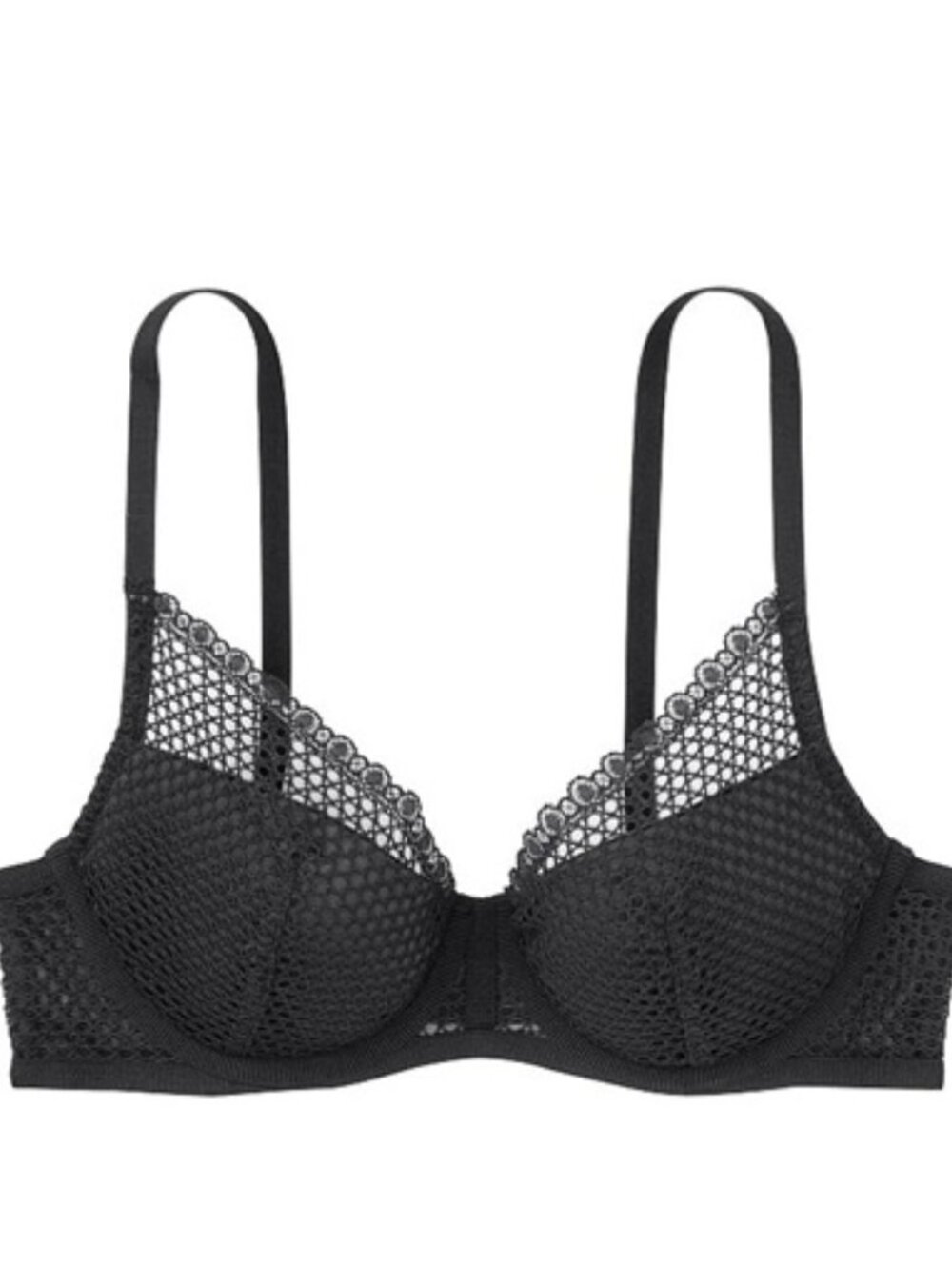 Nwt Victorias Secret Luxe Black Fishnet Lace Lined Push Up Underwire Bra